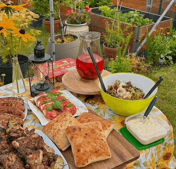 Backyard barbecue setup