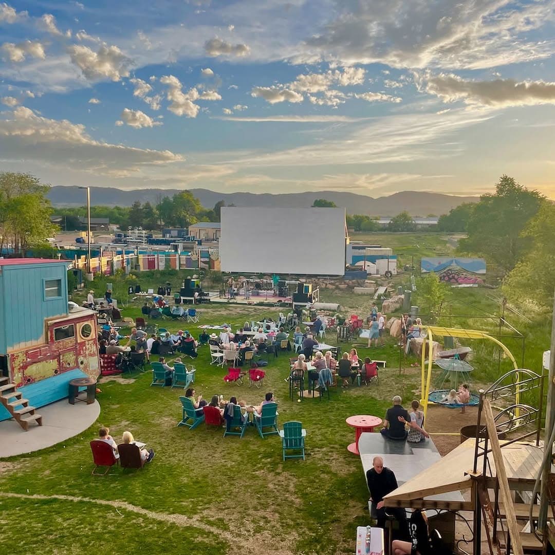 Outdoor movie night setup